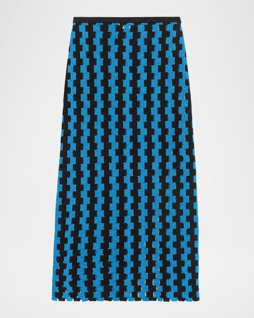 Zankov Blue Marshall Metallic Open-Knit Maxi Skirt