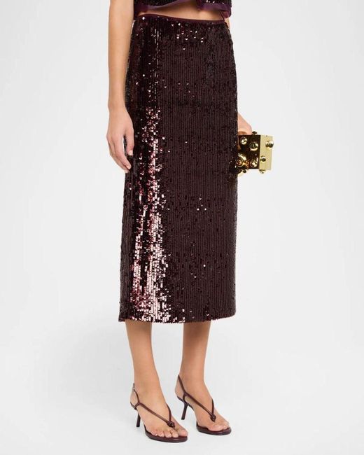 Jonathan Simkhai Purple Sequined Midi Skirt