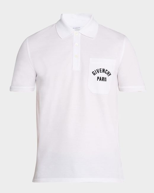 Givenchy White Cotton Pique Polo Shirt With Logo Pocket for men