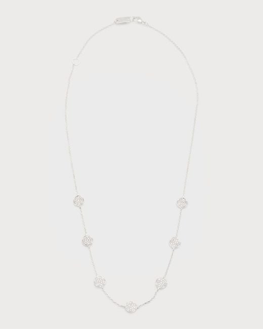 Ippolita White Mini Flower Disc Frontal Necklace In Sterling Silver With Diamonds