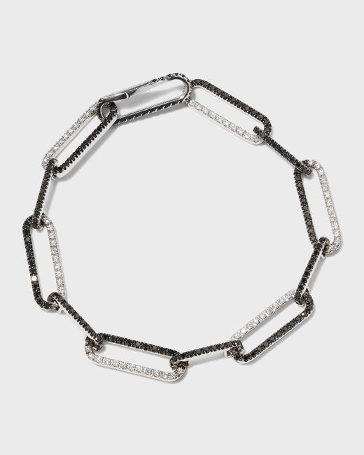 A Link Metallic White Gold Black And White Diamond Bracelet