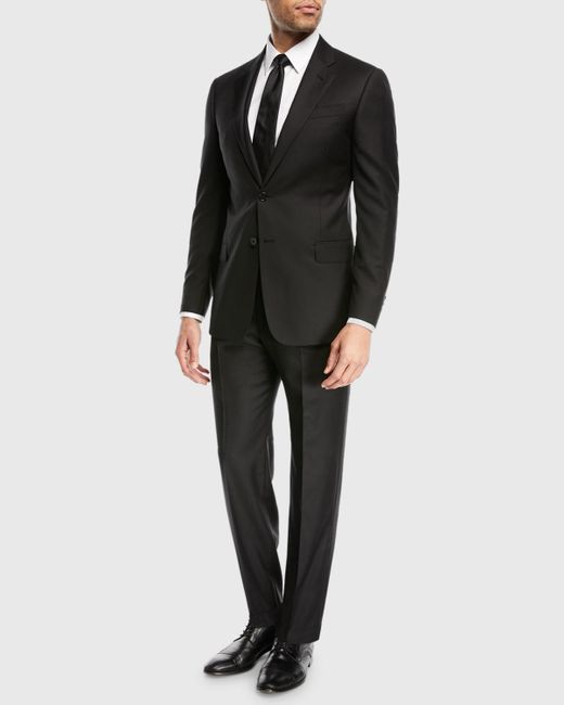 Emporio Armani Super 130s Wool Two-piece Suit, Black for men