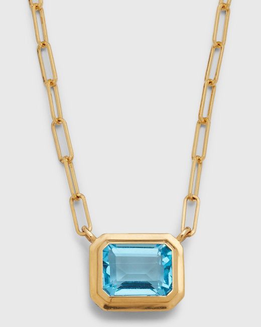 Goshwara Blue 18k Yellow Gold Topaz Pendant Necklace
