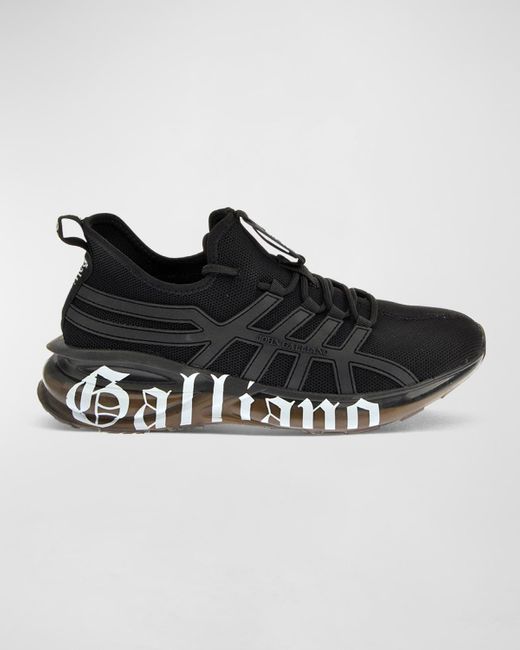 John Galliano Black Logo Runner Fabric Upper Sneakers for men