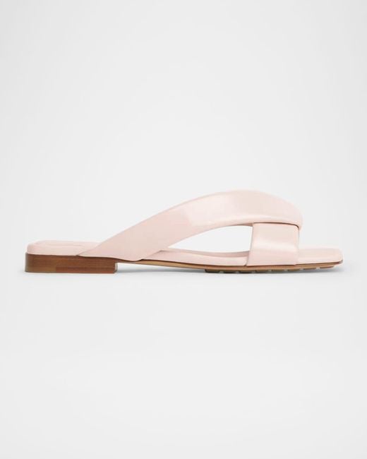 Bottega Veneta Natural Riva Criss Cross Leather Flat Sandals
