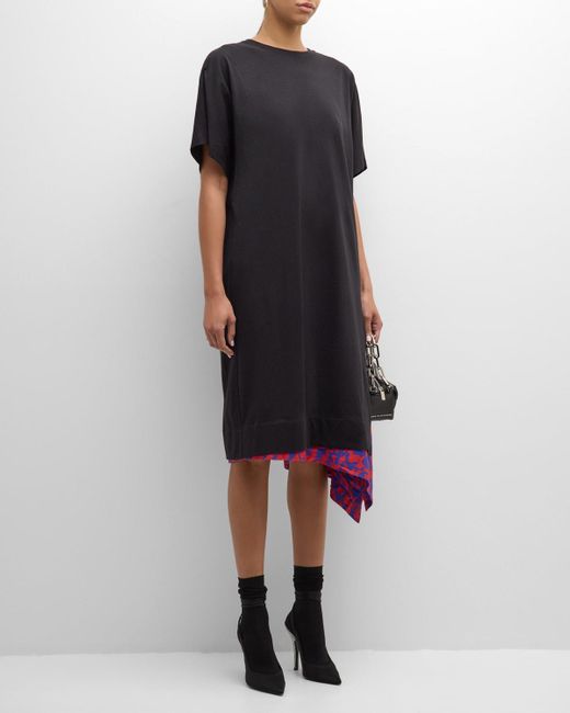 Dries Van Noten Black Hench Printed Underlay Midi Shirt Dress