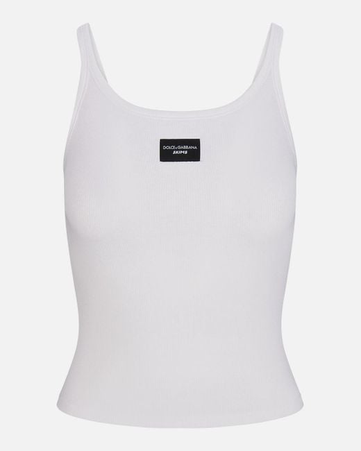 Dolce & Gabbana x SKIMS Cotton Rib Tank in White | Lyst