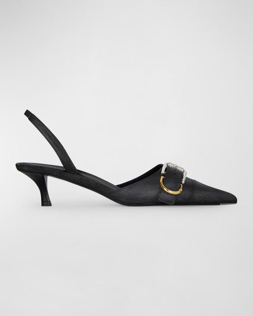 Givenchy Black Voyou Leather Buckle Slingback Pumps