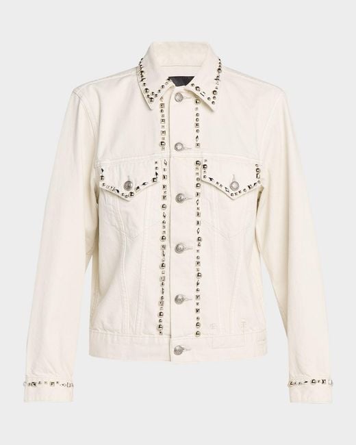 R13 Natural Shrunken Studdded Denim Jacket