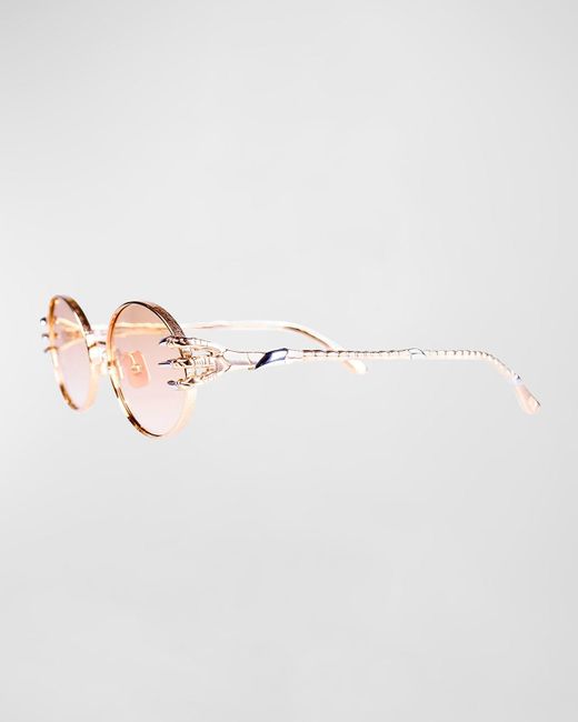 Anna Karin Karlsson White Claw Aventure Rose Titanium Oval Sunglasses