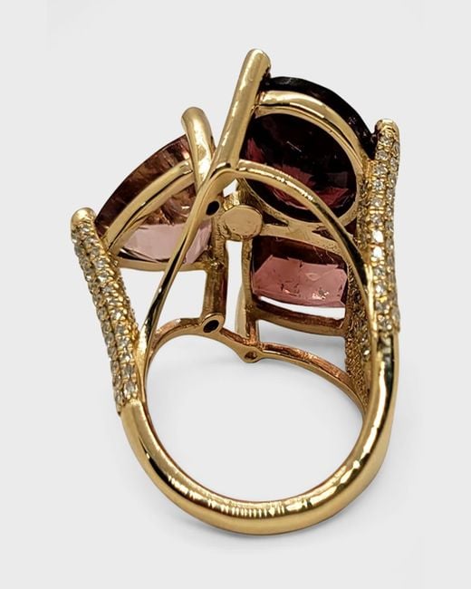 Stephen Dweck Brown Tourmaline & Diamond 18k Gold Ring, Size 7
