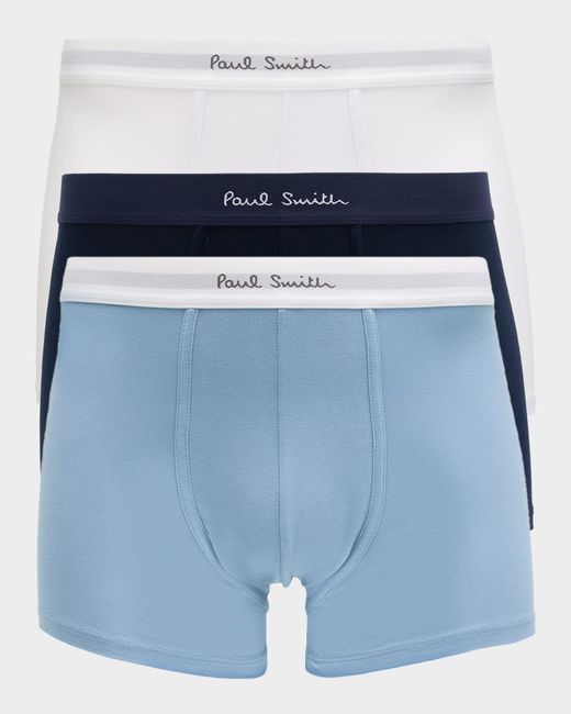 Paul Smith Blue Apos;Solid Cotton 3-Pack Boxer Briefs for men