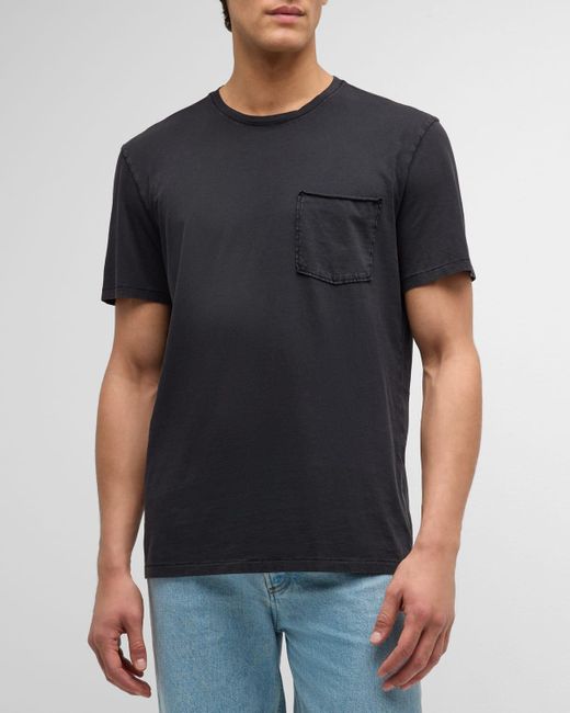 PAIGE Black Ramirez Pigment-Washed T-Shirt for men