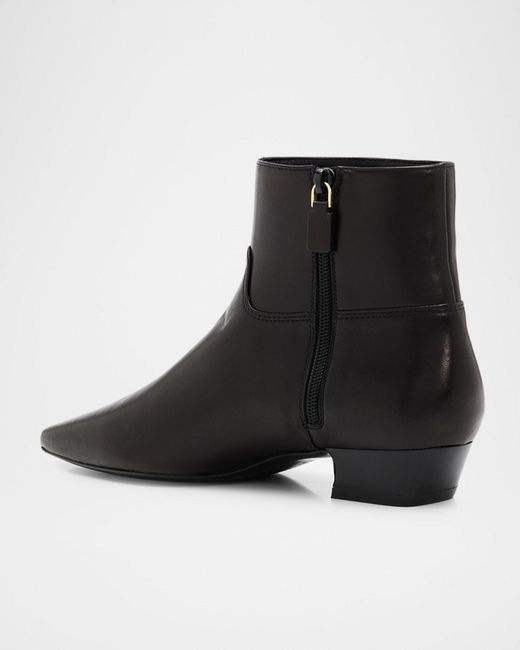 Stuart Weitzman Black Stassi Leather Zip Ankle Boots