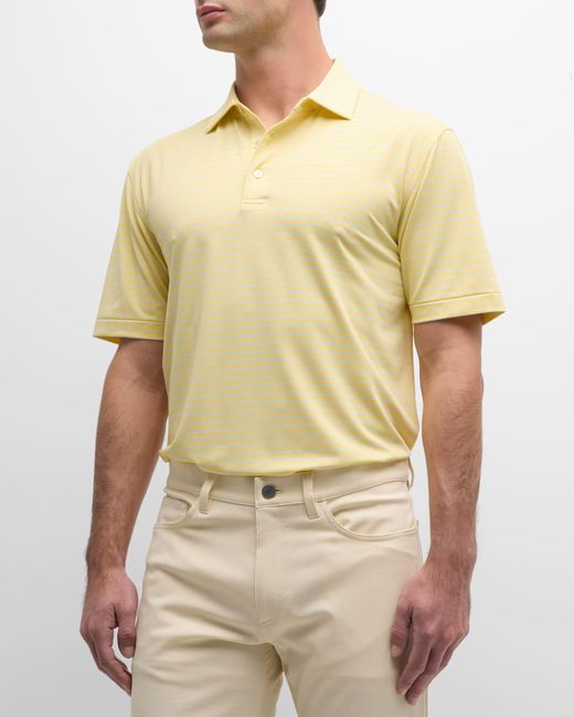 Peter Millar Natural Drum Stripe Performance Jersey Polo Shirt for men