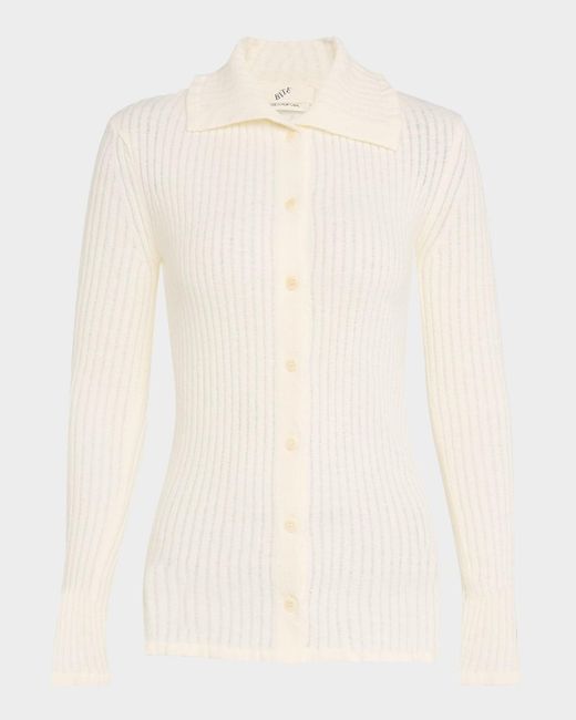 BITE STUDIOS Natural Wool Net Rib Cardigan