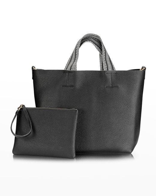 Gigi New York Black Leigh Pebble Leather Tote Bag