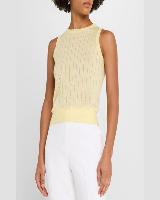 Adam Lippes Yellow Pointelle Silk Shell