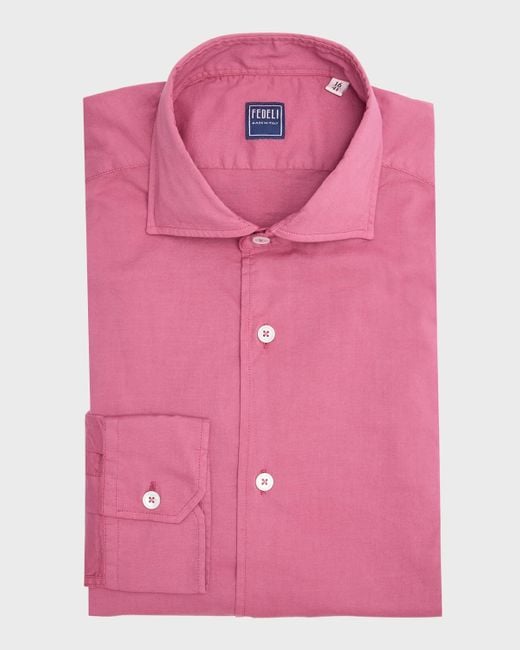 Fedeli Pink Sean Casual Button-Down Shirt for men