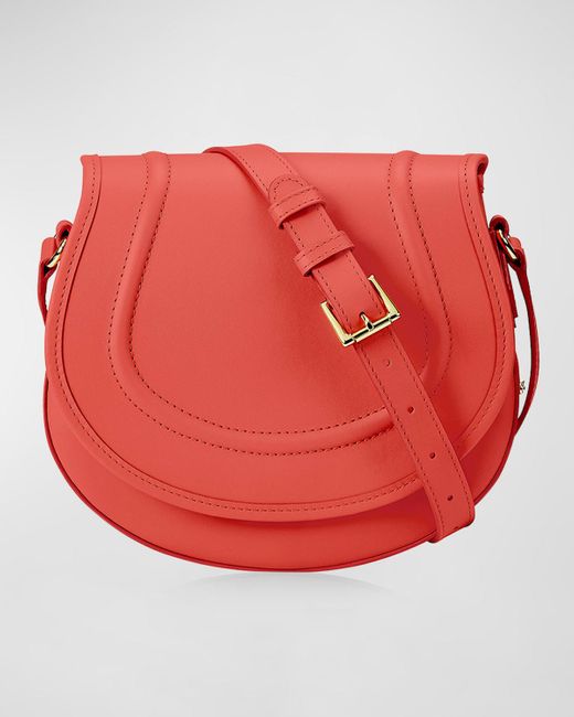 Gigi New York Red Jenni Saddle Leather Crossbody Bag