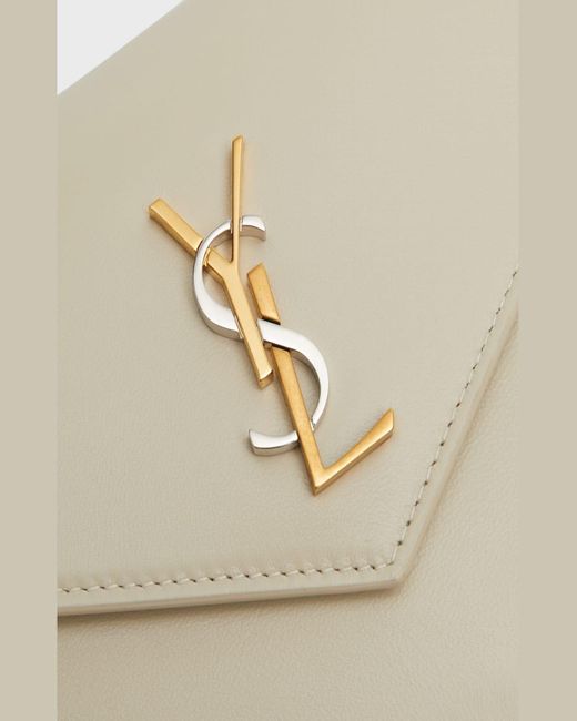 Saint Laurent Natural Ysl Monogram Wallet On Chain In Smooth Leather