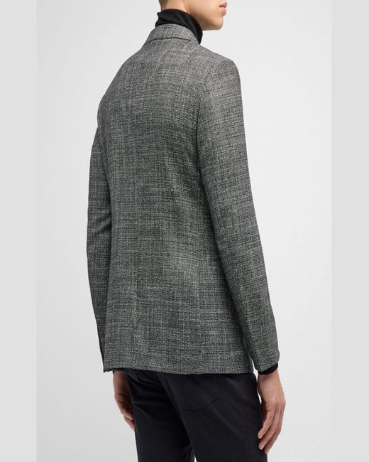 Zegna Gray Textured Wool-Silk Sport Coat for men