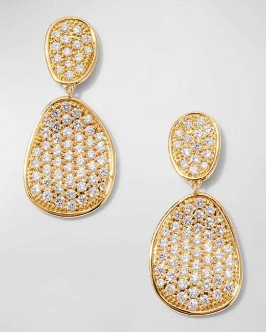 Marco Bicego Metallic 18k Yellow Gold Lunaria Pave Diamond Four Drop Earrings