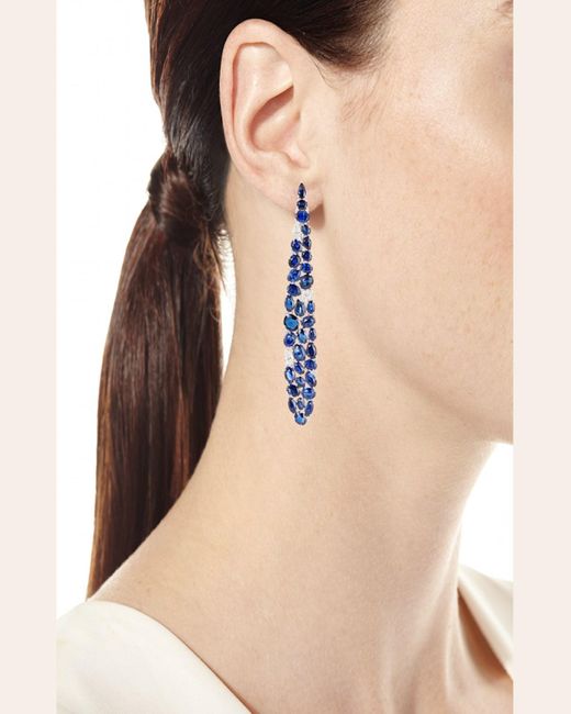 Sutra Elongated Blue Sapphire & Diamond Earrings