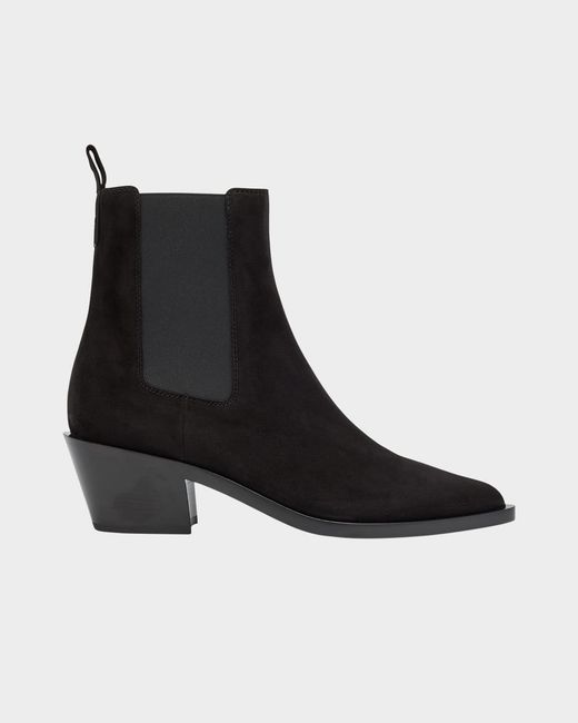 Gianvito Rossi Black Wylie Suede Western Chelsea Booties