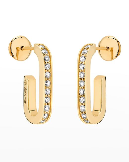Dinh Van Metallic Yellow Gold Maillion Large Diamond Link Earrings