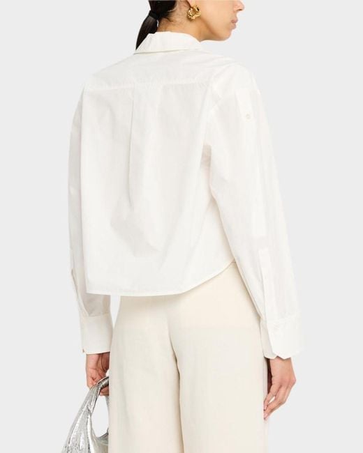 A.L.C. White Maude Cropped Button-Front Top