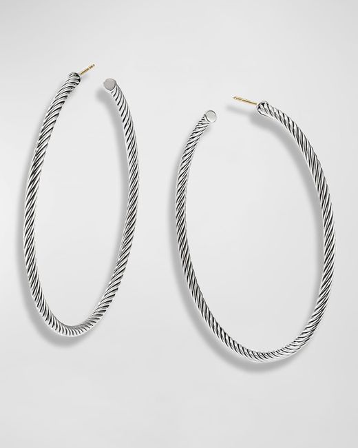 David Yurman White Sculpted Cable Hoop Earrings