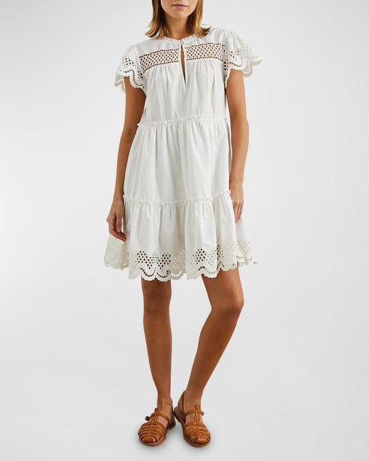 Rails White Lettie Cutout Embroidered Mini Dress