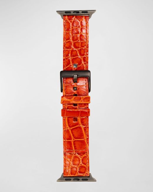 Abas Red Apple Watch Alligator-Leather Watch Strap, Space Finish for men