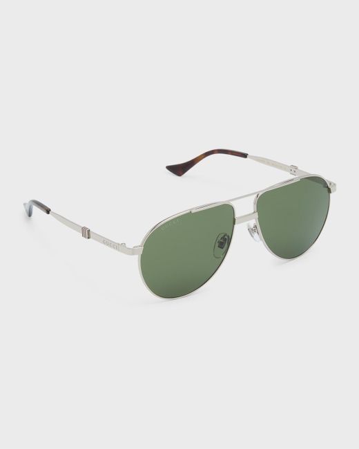 Gucci Green GG1440Sm Metal Aviator Sunglasses for men