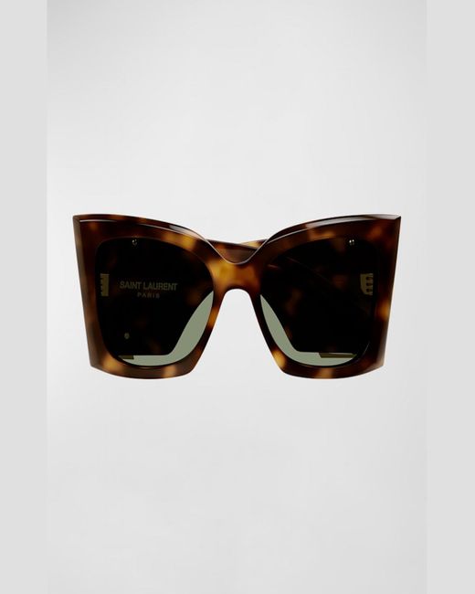 Saint Laurent Brown Blaze Acetate Cat-eye Sunglasses