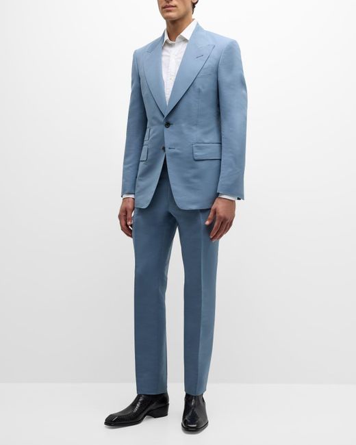 Tom Ford Blue Shelton Piece-Dyed Poplin Suit for men