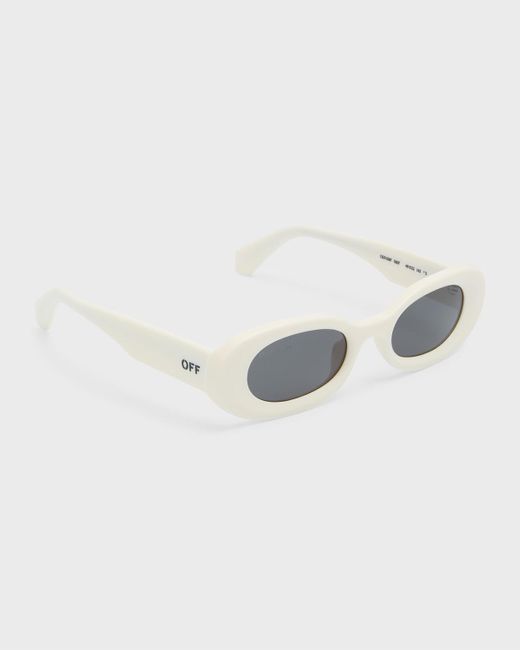 Off-White c/o Virgil Abloh White Amalfi Beveled Acetate Oval Sunglasses