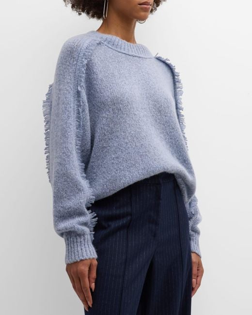 Brochu Walker Blue Aimee Fringe-trim Wool-cashmere Sweater