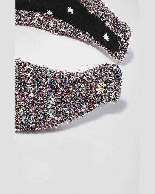 Lele Sadoughi Gray Glitter Sweater Knotted Headband