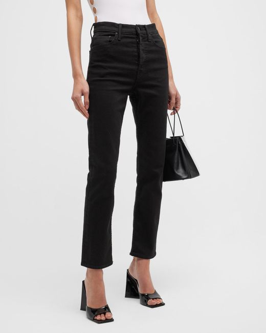 Mother Black The Tomcat Ankle Straight-leg Jeans