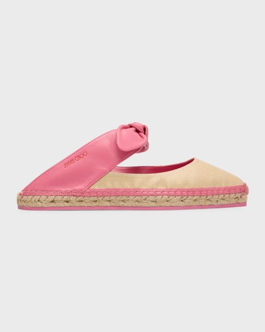 Jimmy Choo Pink Reka Knotted Bow Espadrille Mules