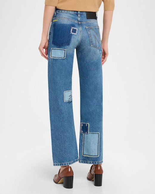 Marc Jacobs Blue Straight-Leg Patchwork Jeans