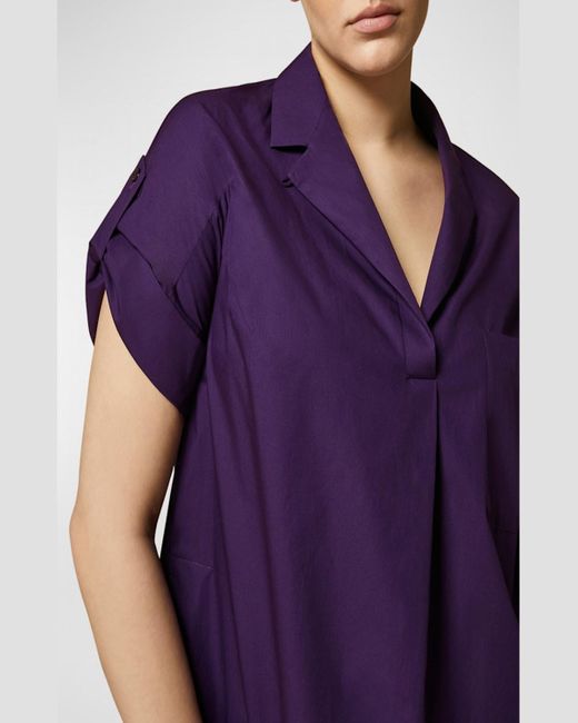 Marina Rinaldi Purple Plus Size Grazia Cotton Poplin Shirtdress