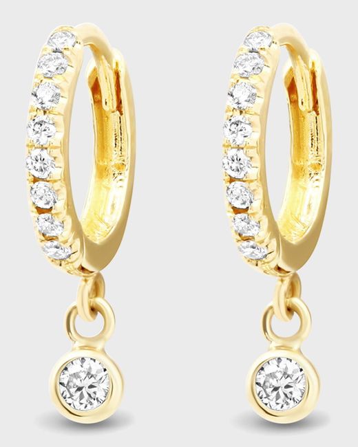 Jennifer Meyer Metallic Diamond Huggie Mini Bezel Drop Earrings