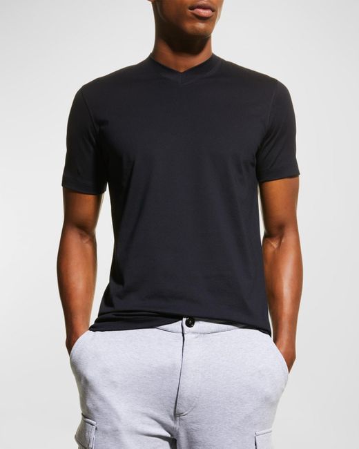 Brunello Cucinelli Black Basic-fit V-neck T-shirt for men