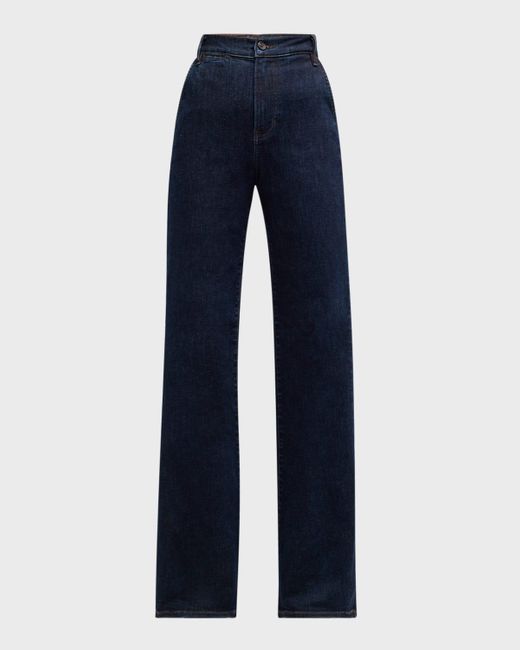 Veronica Beard Blue Crosbie Wide-Leg Trouser Jeans