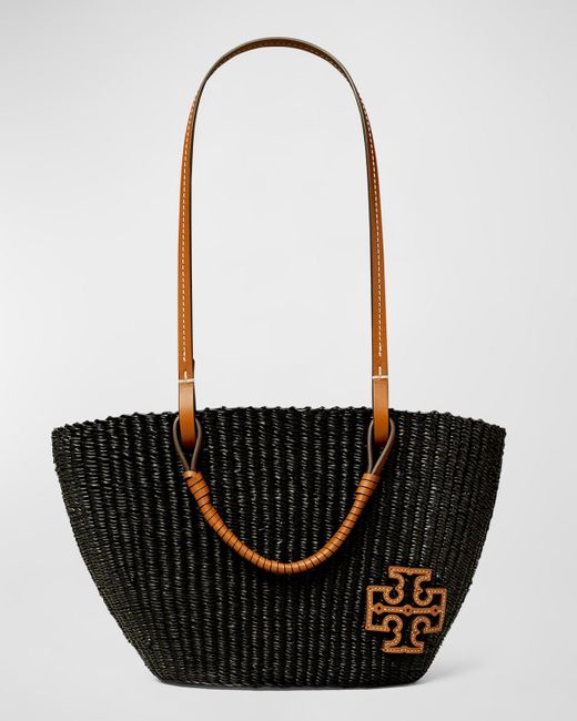Ella Printed Straw Basket Tote Bag: Women's Designer Tote Bags