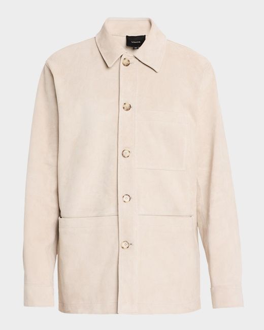 Vince Natural Apos;S Suede Patch-Pocket Shirt Jacket for men