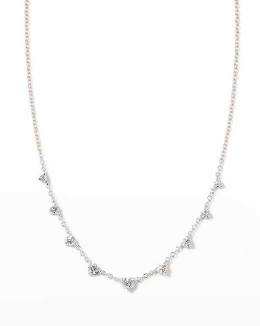 Memoire Natural White Gold Round 9-diamond Necklace, 18"l